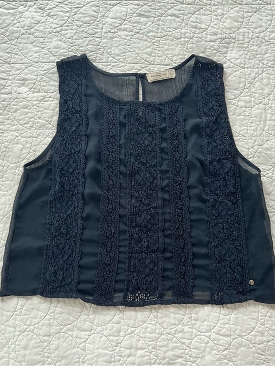 Abercrombie & Fitch Tops - Abercrombie & Fitch Women's Lace Sheer Black Cropped Top Boho Whimsigoth Femme